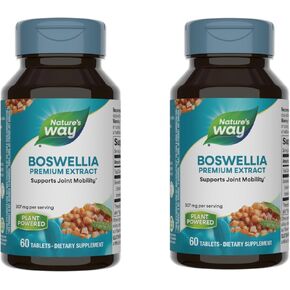 Nature's Way Boswellia Premium Extract, Supports Joint Mobility*, 307 mg Boswellia serrata Extract per Serving, Frankincense Supplement, Gluten Free & Vegan - 60 Tablets (Packaging May Vary) - 2 Pack