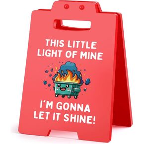 Dumpster Fire Desk Accessories Sign Funny Office Decor for Women Men Cubicle Accessories Red Decor This Little Light of Mine I’m Gonna Let It Shine Sign Birthday Gifts for Coworkers Friend Boss Lady