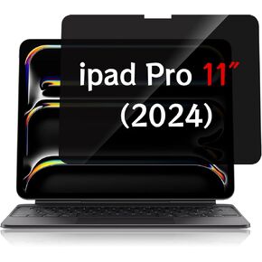 Privacy Screen Protector for iPad Pro 11 Inch (2024), Anti-Spy Tempered Glass, [Face ID & Apple Pencil Compatible], with Easy Installation Frame, HD Clear