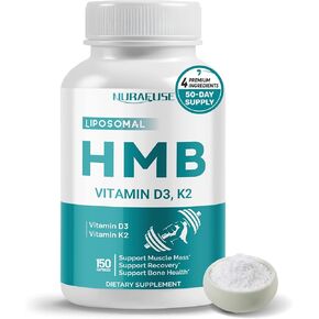 HMB الشحمي مع فيتامين D3 ، K2 - دعم كتلة العضلات ، الانتعاش - صنع واختبار في الولايات المتحدة الأمريكية