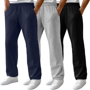 Neer 3 Pack Pack Men Men Preshpants Open Bottom Joggers تجريب السراويل العريضة للسيارات العريضة مع جيوب