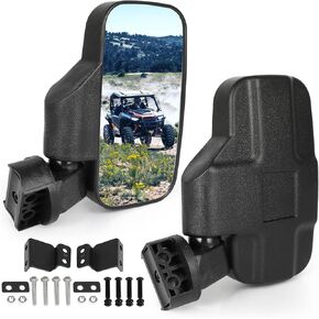 Ranger Side Mirrors,UTV Rear View Mirrors Compatible with with Polaris RZR Ranger General UFORCE 1000 Zforce UTV Mirror fits 1.75" to 2" bar, with roll bar cage（NOT For Windshield or Door)
