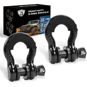 3/4" D Ring Shackles, D-Ring Shackles with 7/8" Removable Screw Pin, WLL: 4.75 ton(10,471 LBS), Use with Leash, Winch, for Vehicle Off Road Recovery and Towing in Trucks,Jeeps, 2Pack Red