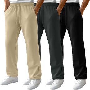 Neer 3 Pack Pack Men Men Preshpants Open Bottom Joggers تجريب السراويل العريضة للسيارات العريضة مع جيوب in Kuwait