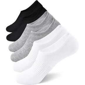 SIXDAYSOX No Show Socks Womens Cotton 6-8 Pairs Low Cut Invisible Non-Slip Socks Size 5-9/9-11