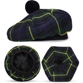 EZE Scottish Hat for Men Tam o' Shanter Flat Bonnet Kilt Hat Acrylic Wool Traditional Cap in Various Tartans in Saudi Arabia