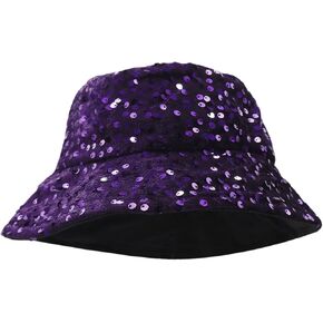 RARITYUS Sparkly Sequin Bucket Hat for Women Girls Glitter Velvet Warm Winter Hats Fleece Lined Cold Weather Hats