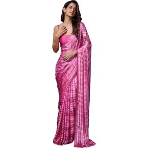 TRENDMALLS Women's Satin Heavy Siroski work Saree with Unstitch Blouse Piece