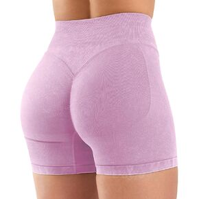VOYJOY Women Sandwashed Impact Shorts High Waist Scrunch Butt Lifting Gym Biker Shorts Workout Gym in Kuwait