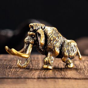 CHOVY 1PC Vintage Solid Brass Mammoth Figurine - Perfect Home Decor, Unique Desk Accent, Collectible Craft for Artistic Scene Decoration