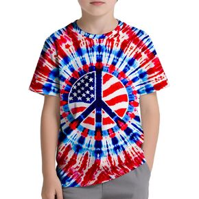 Kids Tie Dye Shirt Size 6-18 Children Hippies Senior Short Sleeve Tees Tie-Dye T Shirt for Boys Girls in Kuwait