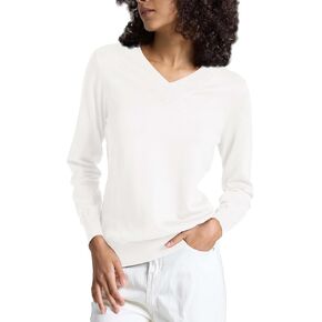 Women's Long-Sleeve Pullover Lightweight Soft V-Neck Casual Sweater Top