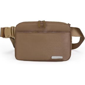 Fanny Pack for Women Man, Fashion Water Resistant Waist Packs, Crossbody Belt Bag with Adjustable Strap, Khaki
