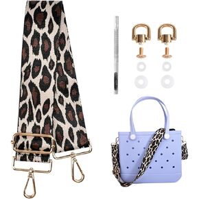 Canvas Bag Strap for Bogg Bag Accessories, 2" Width 28-52" Length Adjustable Canvas Strap for Beach Bag, Light-leopard