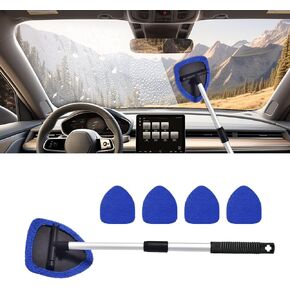 Car Wash Brush with Long Handle, Windshield Cleaning Tool, Car Washing Mop Kit Mitt Sponge Car Cleaning Supplies Kit, Microfiber Towel Gloves Universal for Cars RV SUV Truck Office (Green)