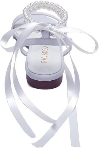 Wedding Shoes for Bride Flat Sandals Open Toe Pearl Bridal Shoes Flat Wedding Sandals in Saudi Arabia