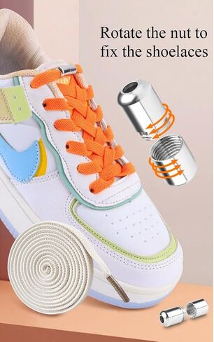 Sneakers No Tie Elastic Shoe laces with Colored Metal Buckle Flat Shoelaces for Casual Hiking walking Adults Kids in Saudi Arabia