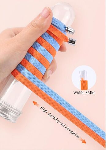 Sneakers No Tie Elastic Shoe laces with Colored Metal Buckle Flat Shoelaces for Casual Hiking walking Adults Kids in Saudi Arabia