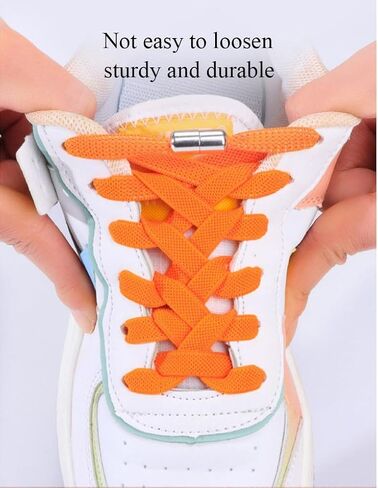 Sneakers No Tie Elastic Shoe laces with Colored Metal Buckle Flat Shoelaces for Casual Hiking walking Adults Kids in Saudi Arabia
