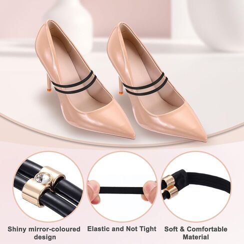 uxcell 4 Pairs High Heels Shoe Straps, Rhinestone Elastic Shoe Straps Heels Detachable Ankle Straps Replacement Shoelace Crystal for Women Loose Slippers Sandals, Transparent in Saudi Arabia