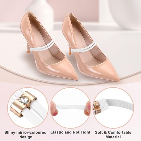 uxcell 4 Pairs High Heels Shoe Straps, Rhinestone Elastic Shoe Straps Heels Detachable Ankle Straps Replacement Shoelace Crystal for Women Loose Slippers Sandals, Transparent in Saudi Arabia