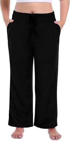 COOTRY Womens Plus Size Pajama Pants Plaid Comfy Casual Lounge Pj Pants Sleep Bottoms with Pockets in Saudi Arabia