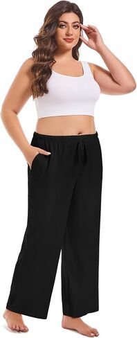 COOTRY Womens Plus Size Pajama Pants Plaid Comfy Casual Lounge Pj Pants Sleep Bottoms with Pockets in Saudi Arabia