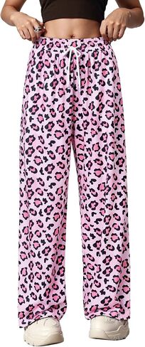 RMCMS نساء Leopard Print Pajama Pants Cheetah Wide Pjs Pants High Pherced Reshring Lounge مع جيوب in Kuwait