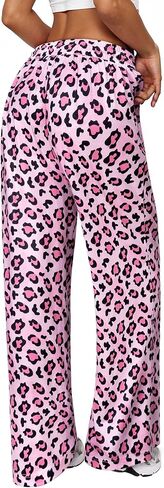 RMCMS نساء Leopard Print Pajama Pants Cheetah Wide Pjs Pants High Pherced Reshring Lounge مع جيوب in Kuwait
