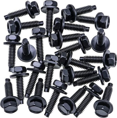 Rexka 25pcs 1/4"-20 X 1" Hex Head SEM Dog Point Fender Door Valance Body Bolts Loose Washers 6025329 for Chrysler GM Ford Dakota, Durango, Grand Cherokee, Ram 1500, Ram 2500, Ram 3500, Viper in Saudi Arabia
