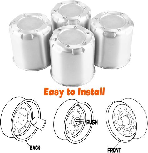 4Pcs 4.25 inch Wheel Center Caps Aluminum Rivet Design Fit 4.25" Center Bore Truck Trailer RV SUV Wheels Rims, Silver Push Through Hub Covers in Kuwait