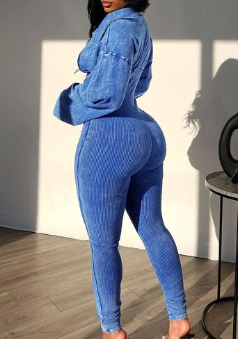 Jumpsuits for Women Casual Long Sleeve Bodycon Ribbed Rompers Sexy One Piece Jumpsuits Workout Outfits in Saudi Arabia