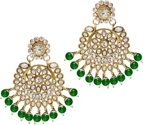 Aheli Elegant Wedding Party Wear Faux Kundan Studded Short Necklace Earrings with Maang Tikka Set Indian Ethnic Bollywood Fashion Jewelry Gift for Women in Saudi Arabia