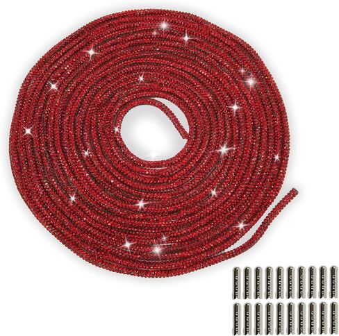 LUSTERING Rhinestone Shoe Laces,Glitter Shoe Laces,Rhinestone Hoodie String Glitter Cords for Sneakers,5m/5.47 Yards in Saudi Arabia
