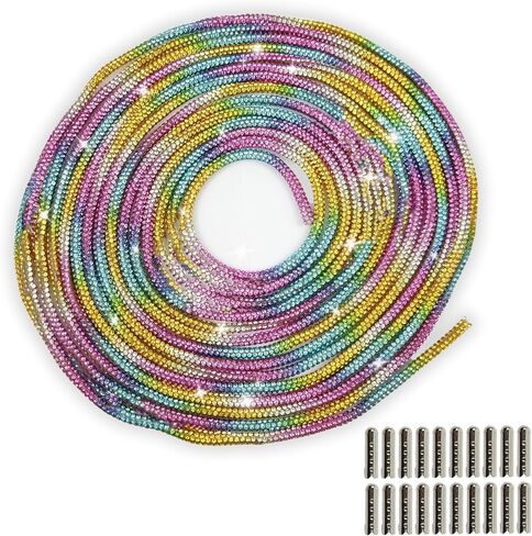 LUSTERING Rhinestone Shoe Laces,Glitter Shoe Laces,Rhinestone Hoodie String Glitter Cords for Sneakers,5m/5.47 Yards in Saudi Arabia