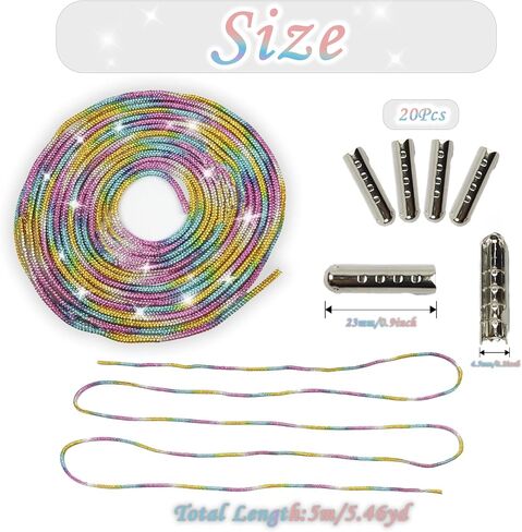 LUSTERING Rhinestone Shoe Laces,Glitter Shoe Laces,Rhinestone Hoodie String Glitter Cords for Sneakers,5m/5.47 Yards in Saudi Arabia