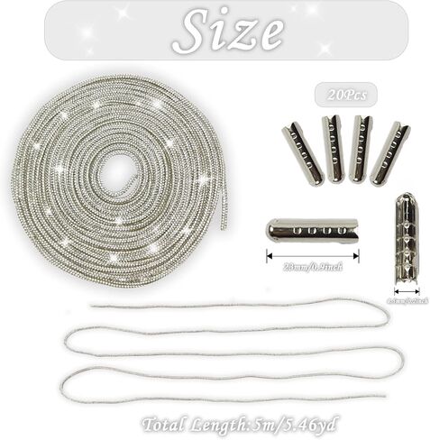 LUSTERING Rhinestone Shoe Laces,Glitter Shoe Laces,Rhinestone Hoodie String Glitter Cords for Sneakers,5m/5.47 Yards in Saudi Arabia