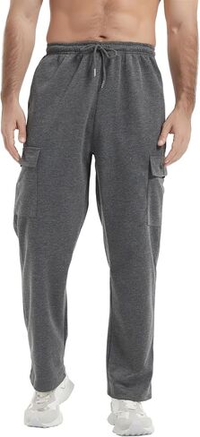 AIFARLD Men's Cargo Sweatpants Casual Baggy Sweat Pants for Men Straight Leg Lounge Drawstring with Pockets Open Bottom in Saudi Arabia