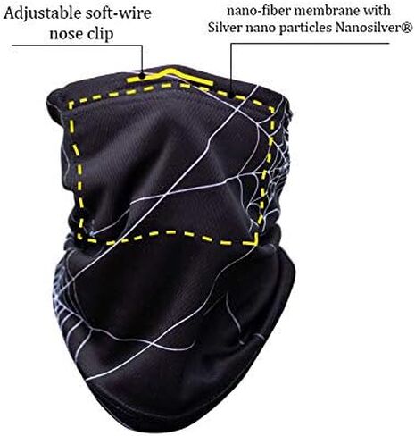 nanoSPACE Neck Gaiter Thin, Breathable Micro-Mesh® with Nanosilver® membrane 97-99.9% filter efficiency in Saudi Arabia
