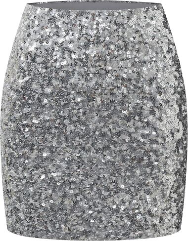 OThread & Co. Women's Sparkly Sequin Skirt Stretchy Bodycon Night Out Party Skirt in Saudi Arabia