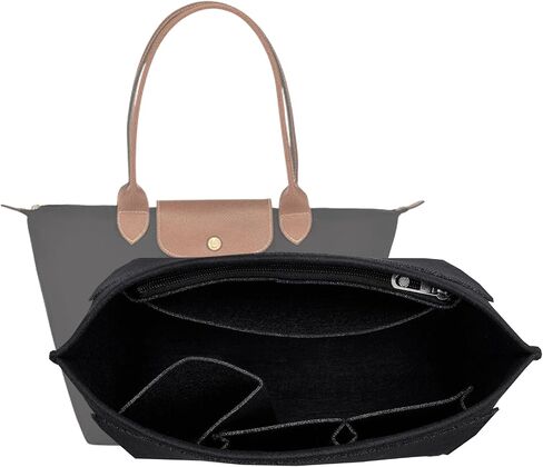 Bag Organizer for Longchamp Tote, Black Felt Structured Caddy, 5x12x10 Inches in Saudi Arabia