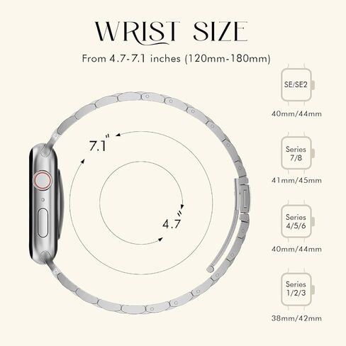 Burloreme Solid Slim Metal Bands Compatible with Apple Watch Band Series 9 8 7 6 5 4 3 2 1 SE Ultra, 38mm 40mm 41mm 42mm 44mm 45mm 49mm, Thin Stainless Steel Chain Strap for Women iWatch Bands in Kuwait