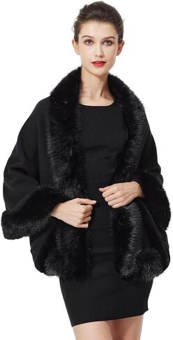 BEAUTELICATE Faux Fur Shawl Wrap Stole Shrug Bridal Winter Wedding with Hook in Saudi Arabia