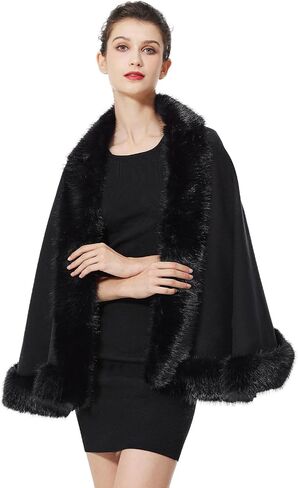 BEAUTELICATE Faux Fur Shawl Wrap Stole Shrug Bridal Winter Wedding with Hook in Saudi Arabia