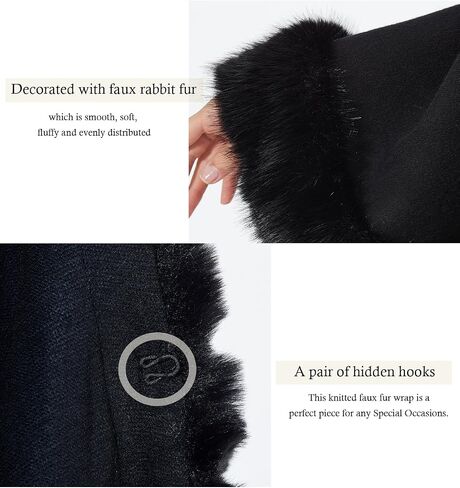 BEAUTELICATE Faux Fur Shawl Wrap Stole Shrug Bridal Winter Wedding with Hook in Saudi Arabia