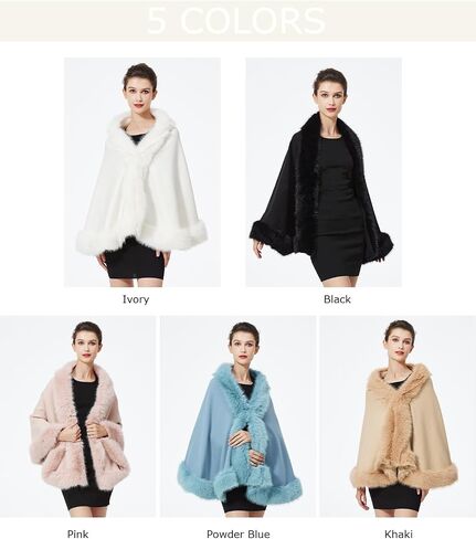 BEAUTELICATE Faux Fur Shawl Wrap Stole Shrug Bridal Winter Wedding with Hook in Saudi Arabia