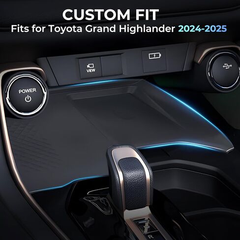 Wireless Charging Protective Mat for Toyota Grand Highlander 2025 2024, Center Console Interior Accessories Silicone Anti-Slip Wireless Charger Cover Pad for 2024-2025 Grand Highlander, Black in Saudi Arabia