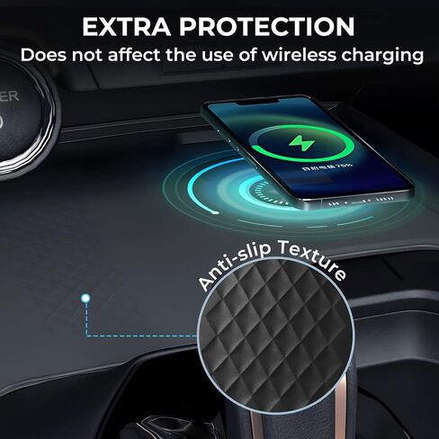 Wireless Charging Protective Mat for Toyota Grand Highlander 2025 2024, Center Console Interior Accessories Silicone Anti-Slip Wireless Charger Cover Pad for 2024-2025 Grand Highlander, Black in Saudi Arabia