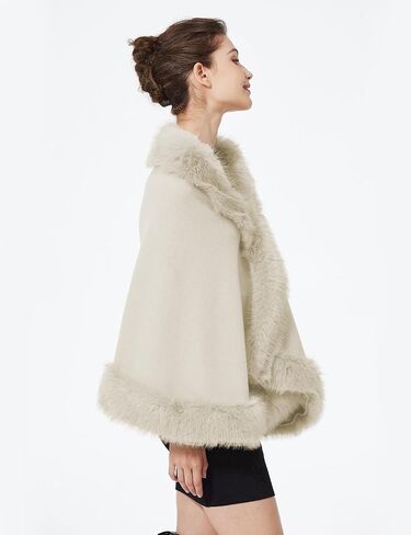 BEAUTELICATE Faux Fur Shawl Wrap Stole Shrug Bridal Winter Wedding with Hook in Saudi Arabia