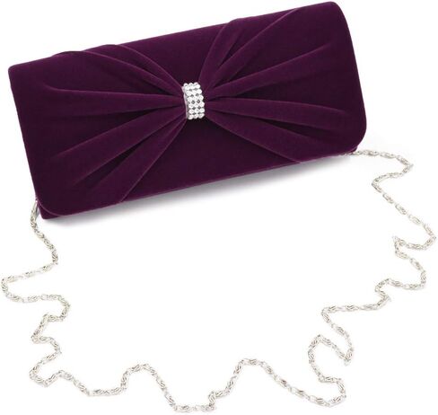 Elegant Rhinestone Bow Front Velvet Clutch Evening Bag Handbag in Saudi Arabia